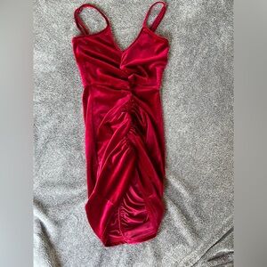 Elegant Red Velvet Mini Dress